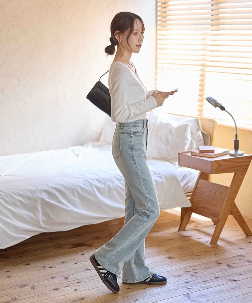 CHAN ME（チャンミ）の「【選べる2丈】ストレッチセミフレアデニムパンツ（デニムパンツ・レディース・インディゴブルー/ライトブルー/ブルー・TL/TLL/TS/TM/SMALL/MEDIUM/LARGE/X-LARGE）」の6枚目の写真