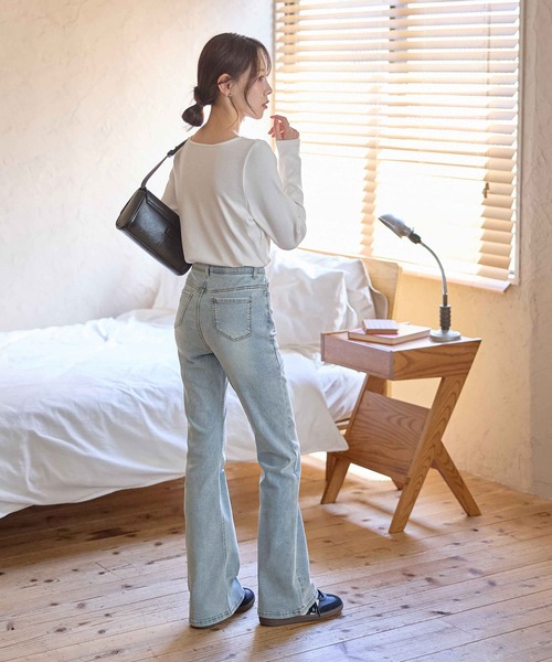 CHAN ME（チャンミ）の「【選べる2丈】ストレッチセミフレアデニムパンツ（デニムパンツ・レディース・インディゴブルー/ライトブルー/ブルー・TL/TLL/TS/TM/SMALL/MEDIUM/LARGE/X-LARGE）」の7枚目の写真