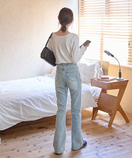 CHAN ME（チャンミ）の「【選べる2丈】ストレッチセミフレアデニムパンツ（デニムパンツ・レディース・インディゴブルー/ライトブルー/ブルー・TL/TLL/TS/TM/SMALL/MEDIUM/LARGE/X-LARGE）」の16枚目の写真