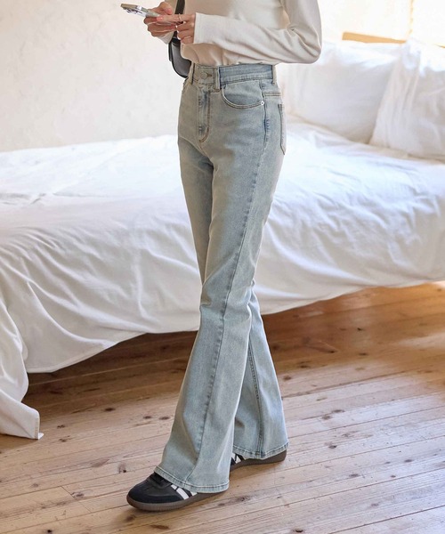 CHAN ME（チャンミ）の「【選べる2丈】ストレッチセミフレアデニムパンツ（デニムパンツ・レディース・インディゴブルー/ライトブルー/ブルー・TL/TLL/TS/TM/SMALL/MEDIUM/LARGE/X-LARGE）」の4枚目の写真