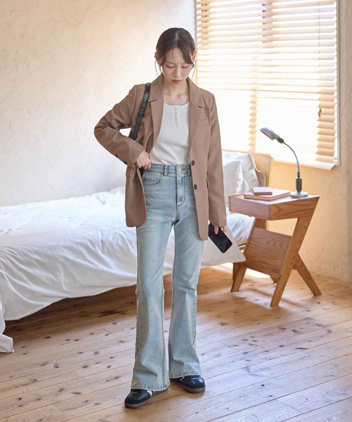 CHAN ME（チャンミ）の「【選べる2丈】ストレッチセミフレアデニムパンツ（デニムパンツ・レディース・インディゴブルー/ライトブルー/ブルー・TL/TLL/TS/TM/SMALL/MEDIUM/LARGE/X-LARGE）」の9枚目の写真