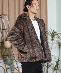 mj10172- Oversized Hooded Fur Jacket ファージャケット