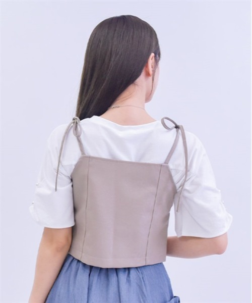 axes femme（アクシーズファム）の「リボンフェイクレザービスチェ（ベスト・レディース・ベージュ/ブラック・FREE）」の5枚目の写真