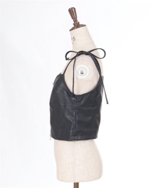 axes femme（アクシーズファム）の「リボンフェイクレザービスチェ（ベスト・レディース・ベージュ/ブラック・FREE）」の8枚目の写真