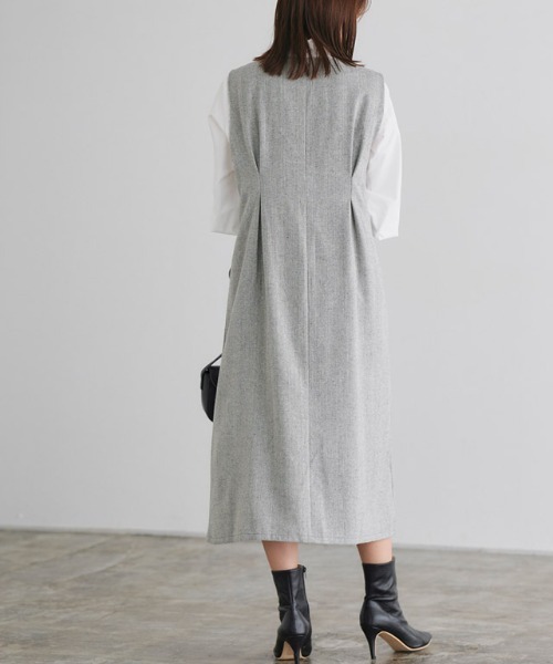 Pierrot（ピエロ）の「選べる柄タックジャンパースカート（ジャンパースカート・レディース・グレー系その他2/ブラウン系その他/グレー系その他/グレー系その他3・M/L/PM）」の15枚目の写真