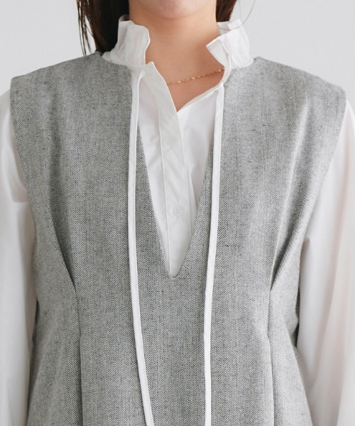 Pierrot（ピエロ）の「選べる柄タックジャンパースカート（ジャンパースカート・レディース・グレー系その他2/ブラウン系その他/グレー系その他/グレー系その他3・M/L/PM）」の8枚目の写真