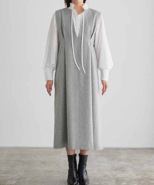 Pierrot（ピエロ）の「選べる柄タックジャンパースカート（ジャンパースカート・レディース・グレー系その他2/ブラウン系その他/グレー系その他/グレー系その他3・M/L/PM）」の10枚目の写真