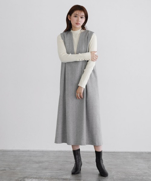 Pierrot（ピエロ）の「選べる柄タックジャンパースカート（ジャンパースカート・レディース・グレー系その他2/ブラウン系その他/グレー系その他/グレー系その他3・M/L/PM）」の21枚目の写真
