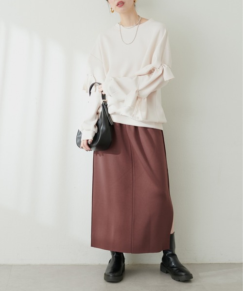 natural couture(ナチュラルクチュール)の「袖リボンダンボールプルオーバー(Tシャツ/カットソー・レディース・オフホワイト/ブルー/グレー/ブラック・FREE)」の8枚目の写真