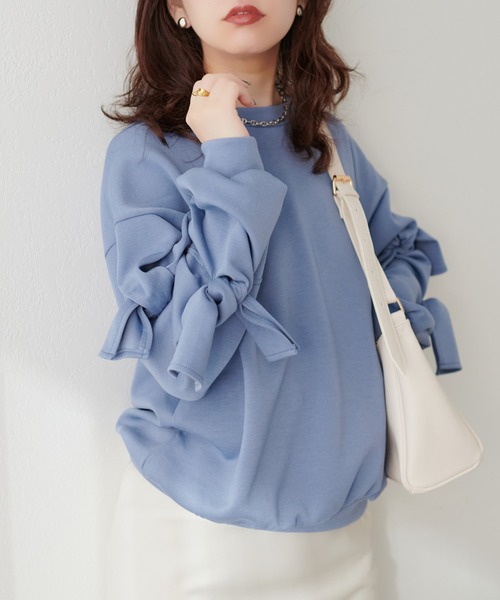 natural couture(ナチュラルクチュール)の「袖リボンダンボールプルオーバー(Tシャツ/カットソー・レディース・オフホワイト/ブルー/グレー/ブラック・FREE)」の17枚目の写真