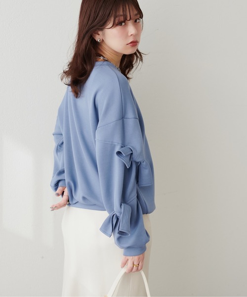 袖リボンダンボールプルオーバー（Tシャツ/カットソー）｜natural