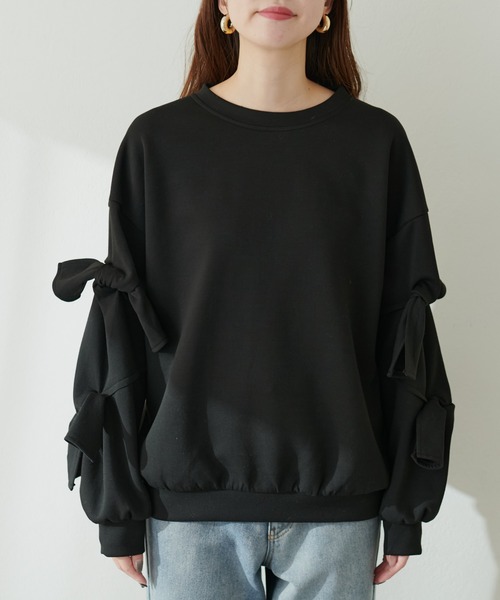natural couture(ナチュラルクチュール)の「袖リボンダンボールプルオーバー(Tシャツ/カットソー・レディース・オフホワイト/ブルー/グレー/ブラック・FREE)」の21枚目の写真