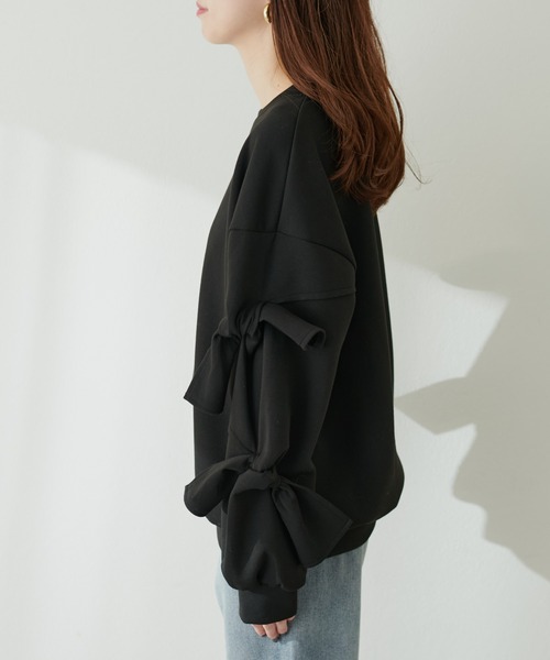 袖リボンダンボールプルオーバー（Tシャツ/カットソー）｜natural