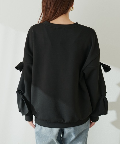 袖リボンダンボールプルオーバー（Tシャツ/カットソー）｜natural