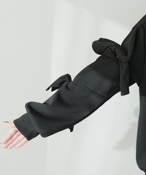 袖リボンダンボールプルオーバー（Tシャツ/カットソー）｜natural