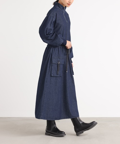 n'OrLABEL（ノアールレーベル）の「『ハーフジップデニムワンピース』（ワンピース・レディース・ブラック/インディゴブルー・1/2）」の4枚目の写真