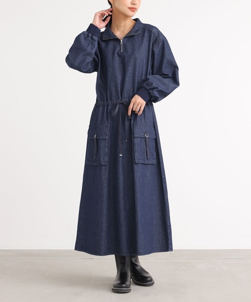 n'OrLABEL（ノアールレーベル）の「『ハーフジップデニムワンピース』（ワンピース・レディース・ブラック/インディゴブルー・1/2）」の3枚目の写真