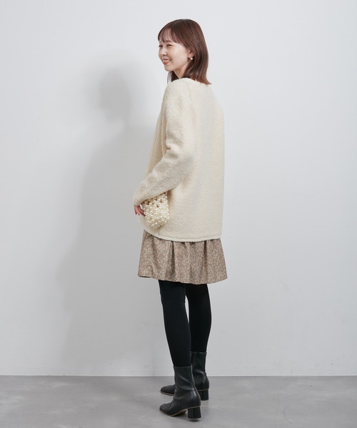 ROPE' PICNIC（ロペピクニック）の「金ボタンループ編みニットカーディガン(ミドル丈)/リンクコーデ（ブルゾン・レディース・チャコールグレー/ブラック/キナリ・38）」の17枚目の写真