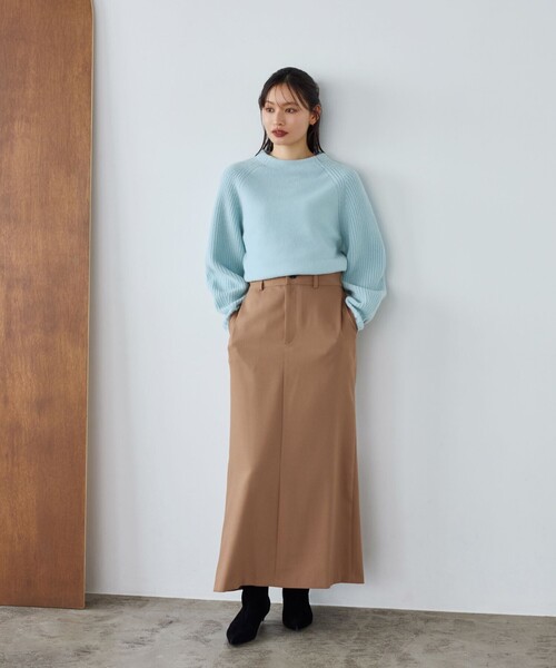 EMMEL REFINES（エメルリファインズ）の「＜EMMEL REFINES＞EM ラグランキリカエ ニットプルオーバー（ニット/セーター・レディース・ライトブルー/オフホワイト/ベージュ・FREE）」の4枚目の写真