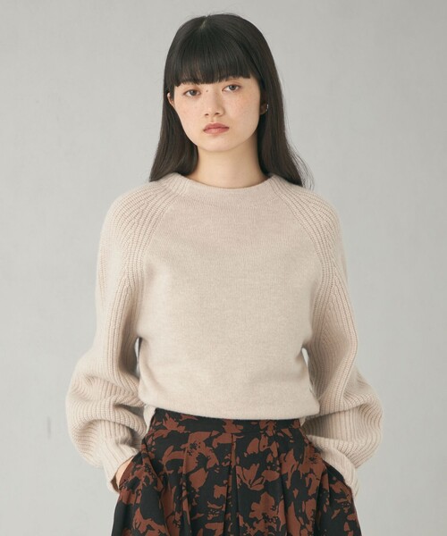 EMMEL REFINES（エメルリファインズ）の「＜EMMEL REFINES＞EM ラグランキリカエ ニットプルオーバー（ニット/セーター・レディース・ライトブルー/オフホワイト/ベージュ・FREE）」の5枚目の写真