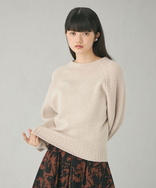 EMMEL REFINES（エメルリファインズ）の「＜EMMEL REFINES＞EM ラグランキリカエ ニットプルオーバー（ニット/セーター・レディース・ライトブルー/オフホワイト/ベージュ・FREE）」の9枚目の写真