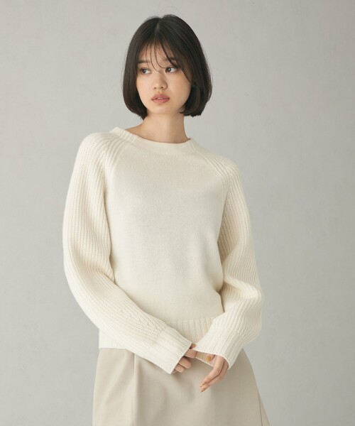 EMMEL REFINES（エメルリファインズ）の「＜EMMEL REFINES＞EM ラグランキリカエ ニットプルオーバー（ニット/セーター・レディース・ライトブルー/オフホワイト/ベージュ・FREE）」の15枚目の写真