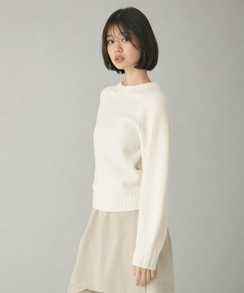 EMMEL REFINES（エメルリファインズ）の「＜EMMEL REFINES＞EM ラグランキリカエ ニットプルオーバー（ニット/セーター・レディース・ライトブルー/オフホワイト/ベージュ・FREE）」の16枚目の写真