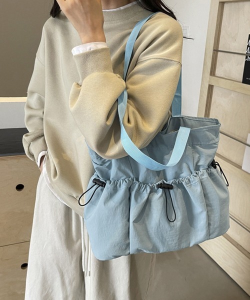 Miniministore(ミニミニストア)の「トートバッグ ドロストポケットサブバッグ(トートバッグ・レディース・ブルー/ブラック/アイボリー/モスグリーン/ピンク/ベージュ・FREE)」の1枚目の写真