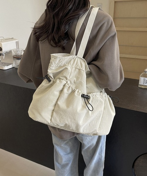 Miniministore(ミニミニストア)の「トートバッグ ドロストポケットサブバッグ(トートバッグ・レディース・ブルー/ブラック/アイボリー/モスグリーン/ピンク/ベージュ・FREE)」の2枚目の写真