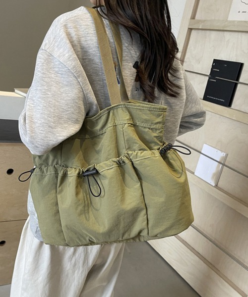 Miniministore(ミニミニストア)の「トートバッグ ドロストポケットサブバッグ(トートバッグ・レディース・ブルー/ブラック/アイボリー/モスグリーン/ピンク/ベージュ・FREE)」の5枚目の写真