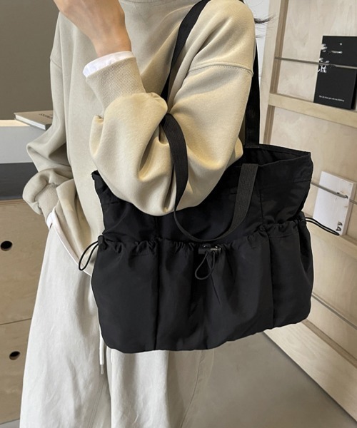 Miniministore(ミニミニストア)の「トートバッグ ドロストポケットサブバッグ(トートバッグ・レディース・ブルー/ブラック/アイボリー/モスグリーン/ピンク/ベージュ・FREE)」の3枚目の写真