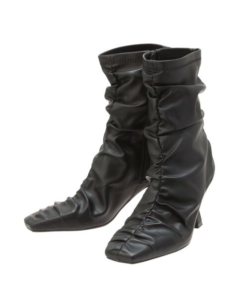 RESEXXY（リゼクシー）の「ギャザーデザインショートブーツ（ブーツ・レディース・ブラック/ベージュ・LARGE/MEDIUM/SMALL）」の8枚目の写真