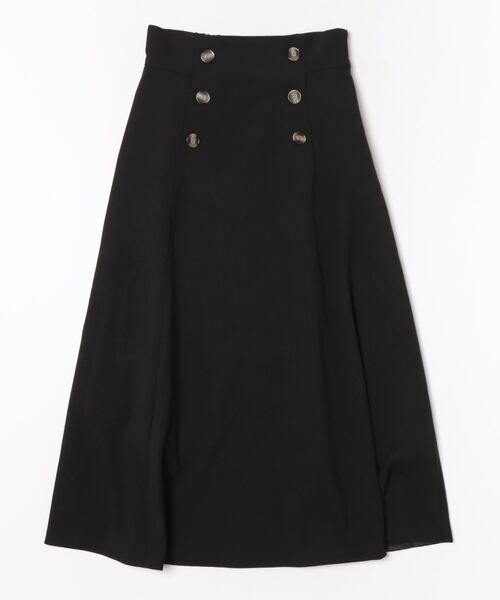 m.f.editorial（エムエフエディトリアル）の「【表地ストレッチ ウォッシャブル】m.f.エディトリアル レディース ボタンデザイン フレアースカート（スカート・レディース・ブラック/ピンク系その他・S/MEDIUM/LARGE）」の4枚目の写真