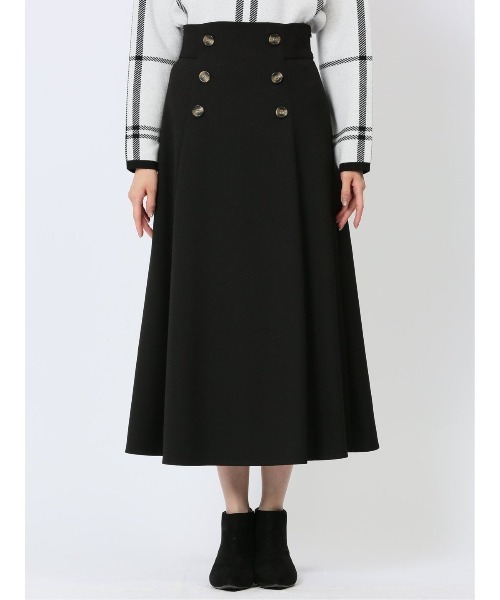 m.f.editorial（エムエフエディトリアル）の「【表地ストレッチ ウォッシャブル】m.f.エディトリアル レディース ボタンデザイン フレアースカート（スカート・レディース・ブラック/ピンク系その他・S/MEDIUM/LARGE）」の5枚目の写真