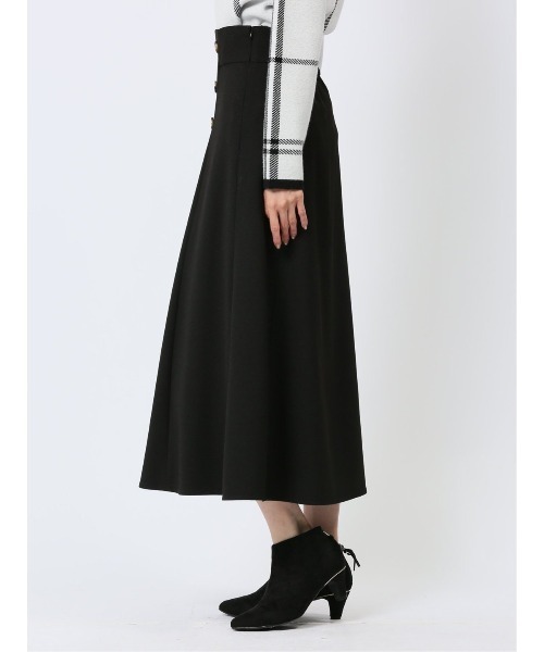 m.f.editorial（エムエフエディトリアル）の「【表地ストレッチ ウォッシャブル】m.f.エディトリアル レディース ボタンデザイン フレアースカート（スカート・レディース・ブラック/ピンク系その他・S/MEDIUM/LARGE）」の6枚目の写真