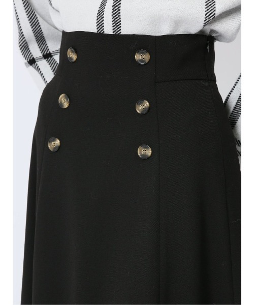 m.f.editorial（エムエフエディトリアル）の「【表地ストレッチ ウォッシャブル】m.f.エディトリアル レディース ボタンデザイン フレアースカート（スカート・レディース・ブラック/ピンク系その他・S/MEDIUM/LARGE）」の9枚目の写真