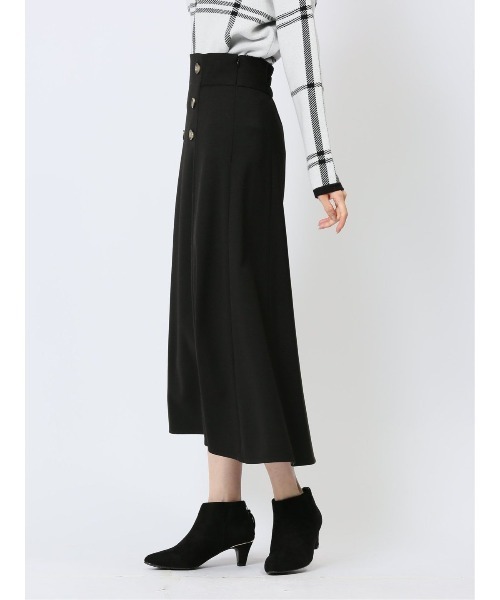 m.f.editorial（エムエフエディトリアル）の「【表地ストレッチ ウォッシャブル】m.f.エディトリアル レディース ボタンデザイン フレアースカート（スカート・レディース・ブラック/ピンク系その他・S/MEDIUM/LARGE）」の10枚目の写真