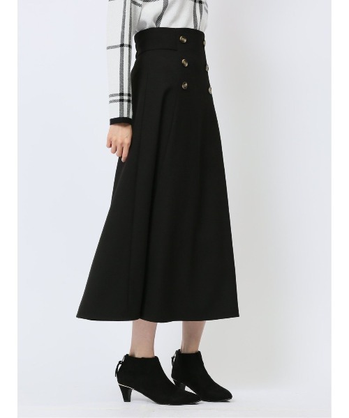 m.f.editorial（エムエフエディトリアル）の「【表地ストレッチ ウォッシャブル】m.f.エディトリアル レディース ボタンデザイン フレアースカート（スカート・レディース・ブラック/ピンク系その他・S/MEDIUM/LARGE）」の12枚目の写真