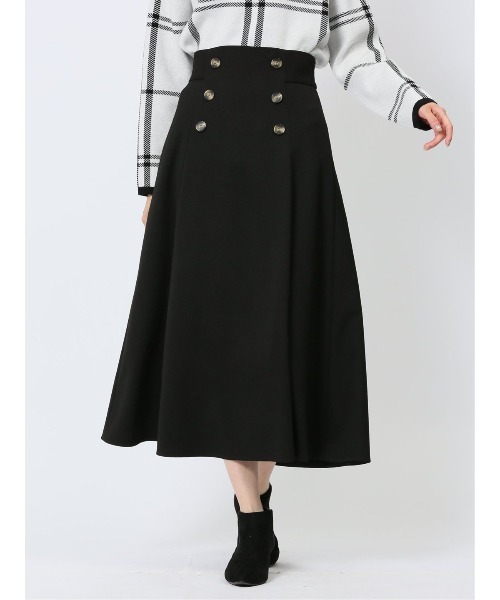 m.f.editorial（エムエフエディトリアル）の「【表地ストレッチ ウォッシャブル】m.f.エディトリアル レディース ボタンデザイン フレアースカート（スカート・レディース・ブラック/ピンク系その他・S/MEDIUM/LARGE）」の13枚目の写真