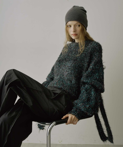 セール】ラメフェザーヤーンリボンニットトップス（ニット/セーター