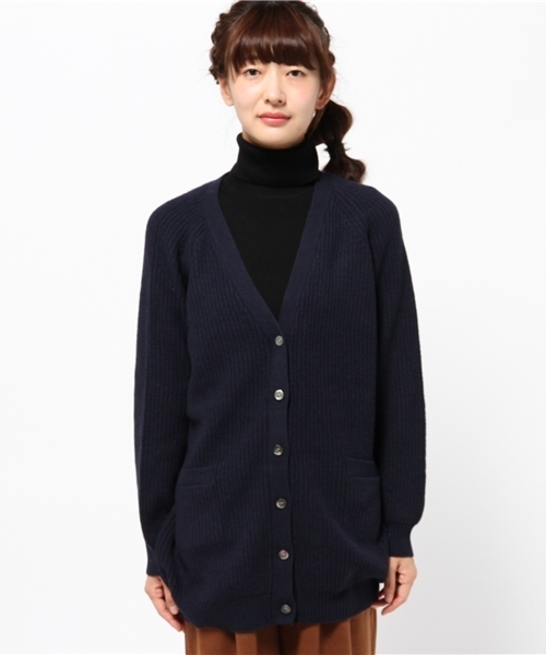 MYSELF ABAHOUSE(マイセルフアバハウス)の「アルパカ混Vカーデ(カーディガン/ボレロ・レディース・ネイビー/グレー・FREE)」の3枚目の写真