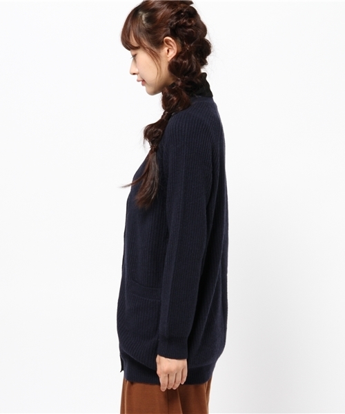 MYSELF ABAHOUSE(マイセルフアバハウス)の「アルパカ混Vカーデ(カーディガン/ボレロ・レディース・ネイビー/グレー・FREE)」の4枚目の写真
