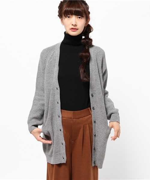 MYSELF ABAHOUSE(マイセルフアバハウス)の「アルパカ混Vカーデ(カーディガン/ボレロ・レディース・ネイビー/グレー・FREE)」の14枚目の写真