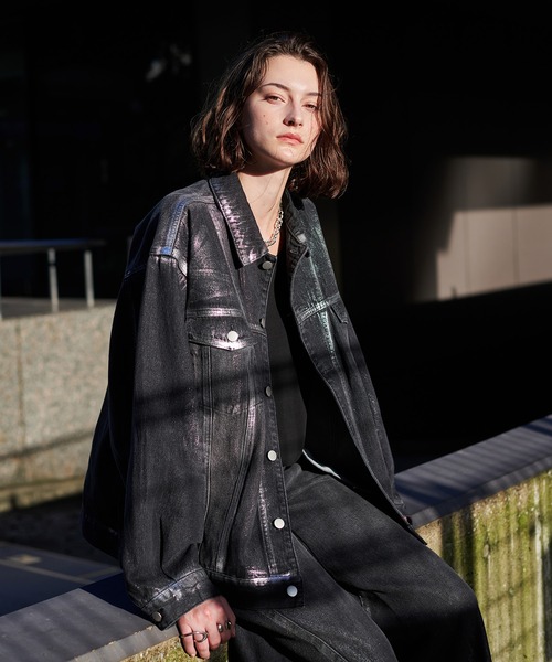 SELLE GLANT（セレグランテ）の「SILVER PAINT DENIM JACKET/シルバー