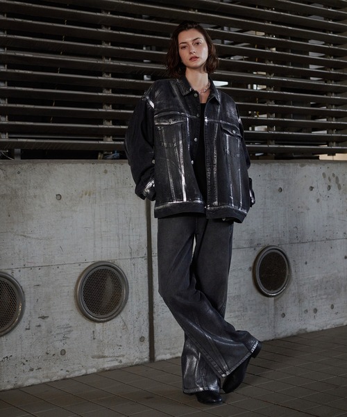 SELLE GLANT（セレグランテ）の「SILVER PAINT DENIM JACKET/シルバーペイントデニムジャケット（デニムジャケット・メンズ・ブラック/インディゴブルー・SMALL/MEDIUM/LARGE）」の7枚目の写真