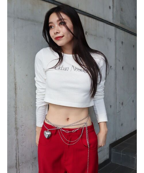 EVRIS（エヴリス）の「ラインストーンロゴコンパクトロンT（Tシャツ/カットソー・レディース・ホワイト/ブラック/レッド・FREE）」の13枚目の写真