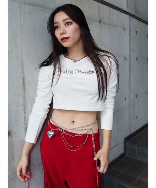 EVRIS（エヴリス）の「ラインストーンロゴコンパクトロンT（Tシャツ/カットソー・レディース・ホワイト/ブラック/レッド・FREE）」の14枚目の写真