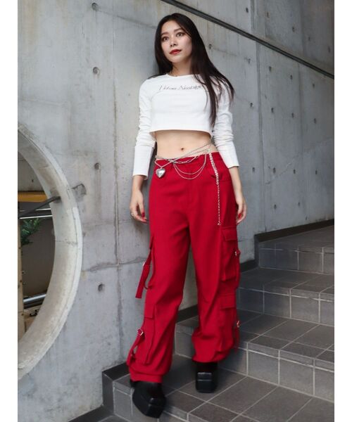 EVRIS（エヴリス）の「ラインストーンロゴコンパクトロンT（Tシャツ/カットソー・レディース・ホワイト/ブラック/レッド・FREE）」の15枚目の写真