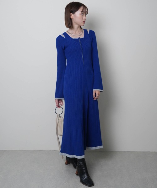 LADYMADE(レディメイド)の「フロントジップレイヤードニットワンピース(ワンピース・レディース・グレー/ブラック/ブルー・FREE)」の3枚目の写真