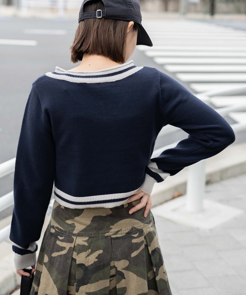 WEGO（ウィゴー）の「WEGO/ナンバリングコンパクトニット（ニット/セーター・レディース・ホワイト/ネイビー・FREE）」の11枚目の写真